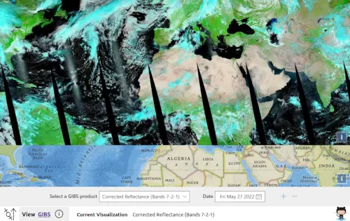 Screenshot of View GIBS showing NASA satellite imagery of Earth